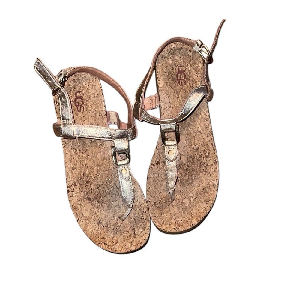 UGG Gold Leather Cork Sole Sandals Size 7.5